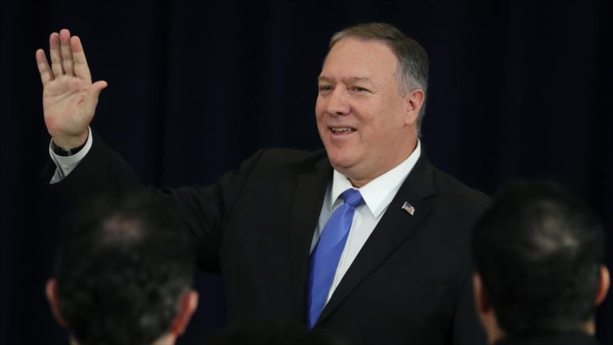 El secretario de Estado de EE.UU., Mike Pompeo, en una conferencia de prensa en el Departamento de Estado, 19 de diciembre de 2019. (Foto: AFP)