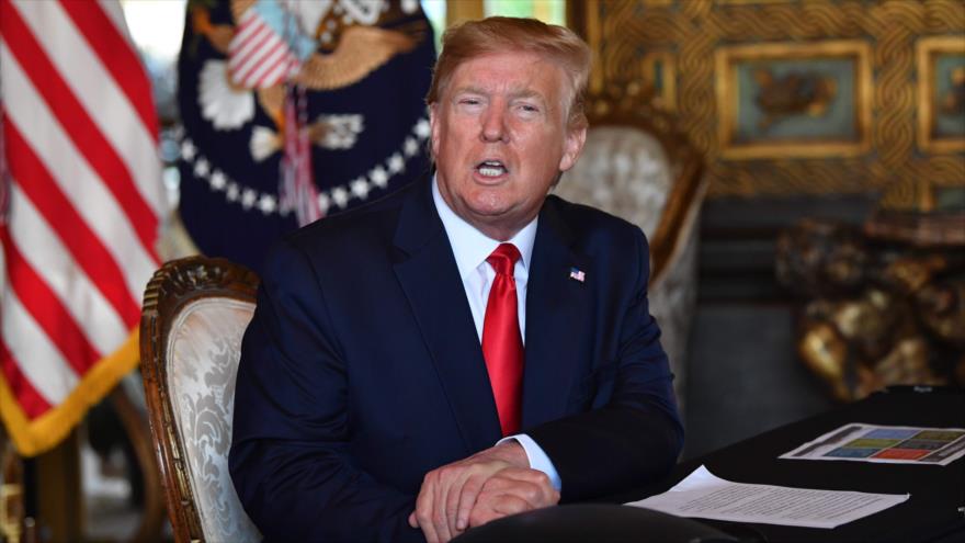 El presidente de EE.UU., Donald Trump, en conferencia de prensa desde su residencia en Mar-a-Lago, Florida, 24 de diciembre de 2019. (Foto: AFP)