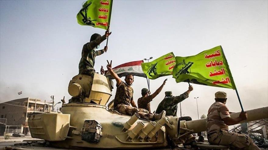 Combatientes de las Unidades de Movilización Popular de Irak (Al-Hashad Al-Shabi, en árabe).
