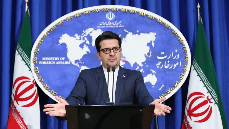 El portavoz de la Cancillería de Irán, Seyed Abás Musavi, en una rueda de prensa en Teherán, capital persa. 16 de diciembre de 2019. (Foto: IRNA) 
