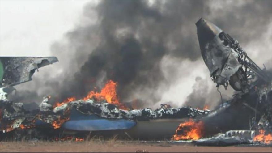 Accidente de un avión militar en Darfur, en el oeste de Sudán.