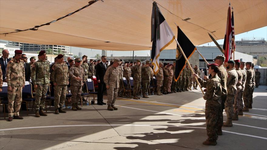 Fuerzas de la llamada coalición anti-EIIL (Daesh, en árabe) en un acto en Bagdad (capital iraquí), 14 de septiembre de 2019. (Foto: AP)