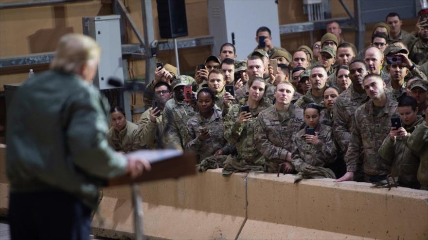 El presidente de EE.UU., Donald Trump, en la base aérea de Ain Al-Asad, en Irak, 26 de diciembre de 2018. (Foto: AFP)