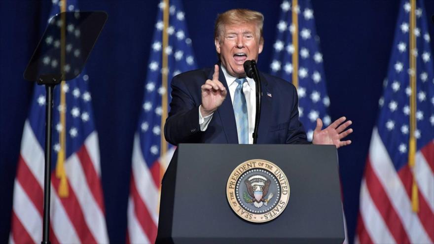 El presidente de EE.UU., Donald Trump, ofrece un discurso en un acto oficial en Miami, Florida, 3 de enero de 2020.