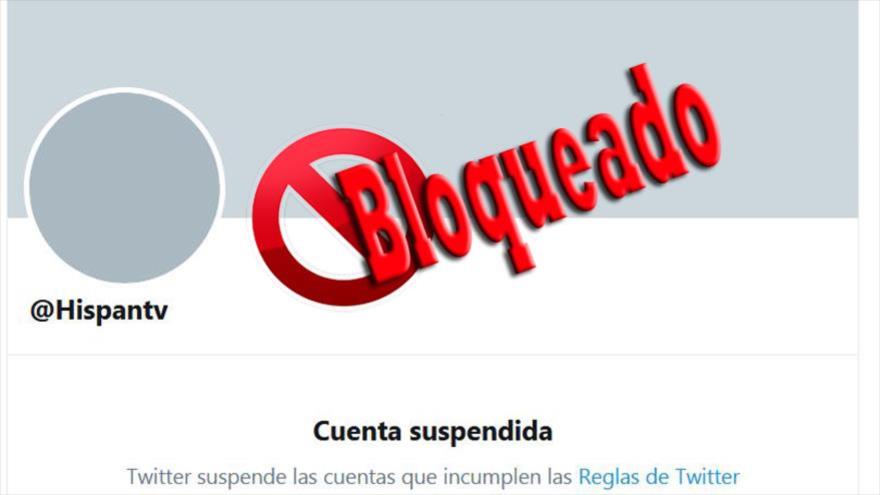 La cuenta de HispanTV suspendida por Twitter.