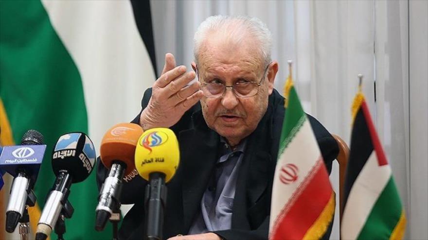 O embaixador palestino no Irã, Salah al-Zawawi, discursa em uma conferência de imprensa em Teerã, em 12 de janeiro de 2019. (Foto: Tasnim)