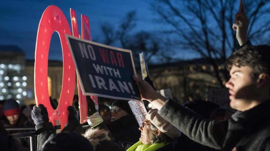 Una manifestación contra inicio de una guerra contra Irán, Washington, 9 de enero de 2020. (Foto: AFP)