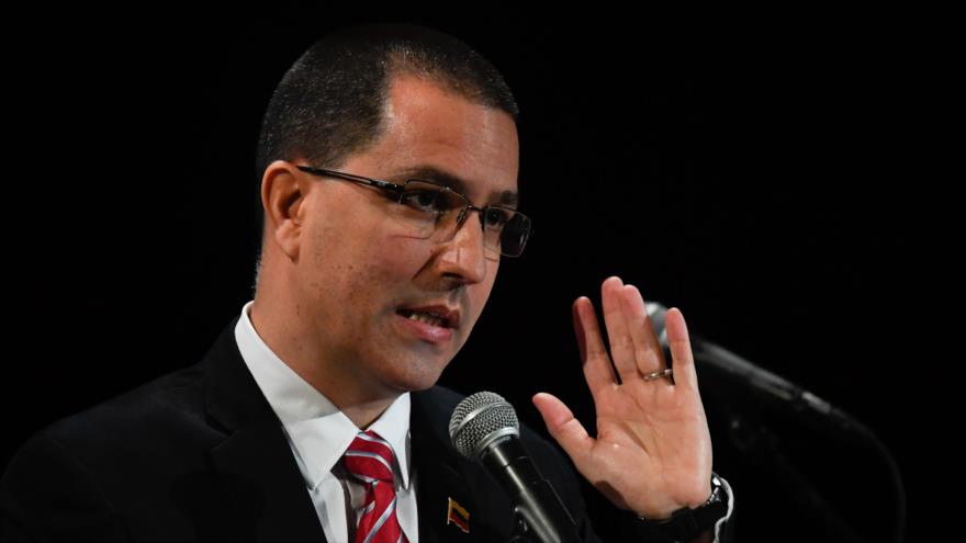 El canciller de Venezuela, Jorge Arreaza, en un acto público, Caracas, 20 de agosto de 2019. (Foto: AFP)