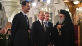 Vídeo: Al-Asad y Putin se mofan de Trump en iglesia de Damasco