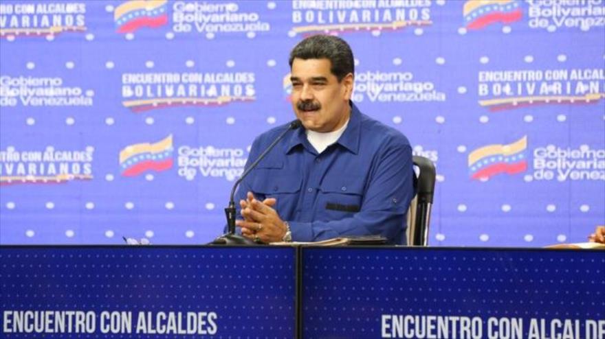 El presidente de Venezuela, Nicolás Maduro, en un encuentro con alcaldes bolivarianos, 17 de enero de 2020.