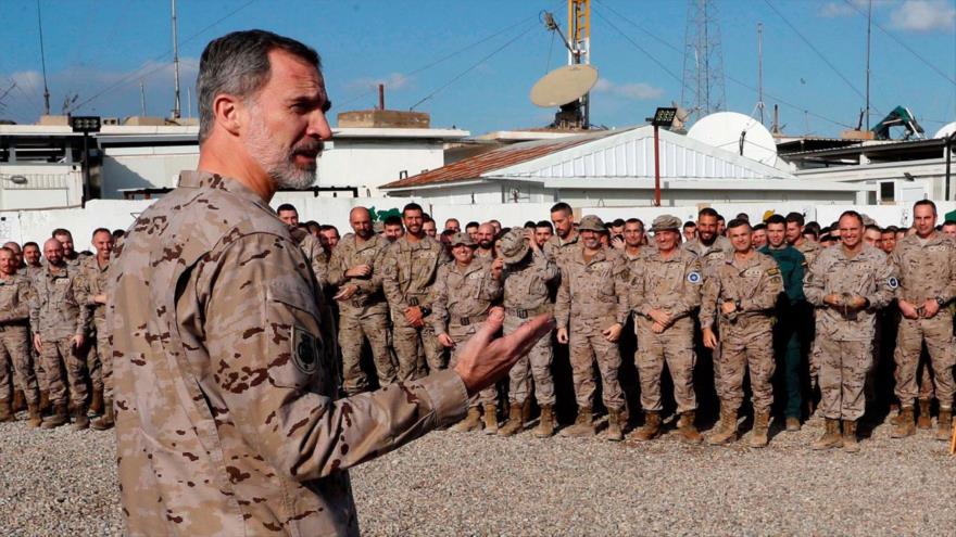 El rey de España, Felipe VI, visita a las tropas españolas desplegadas en Irak, 30 de enero de 2019.