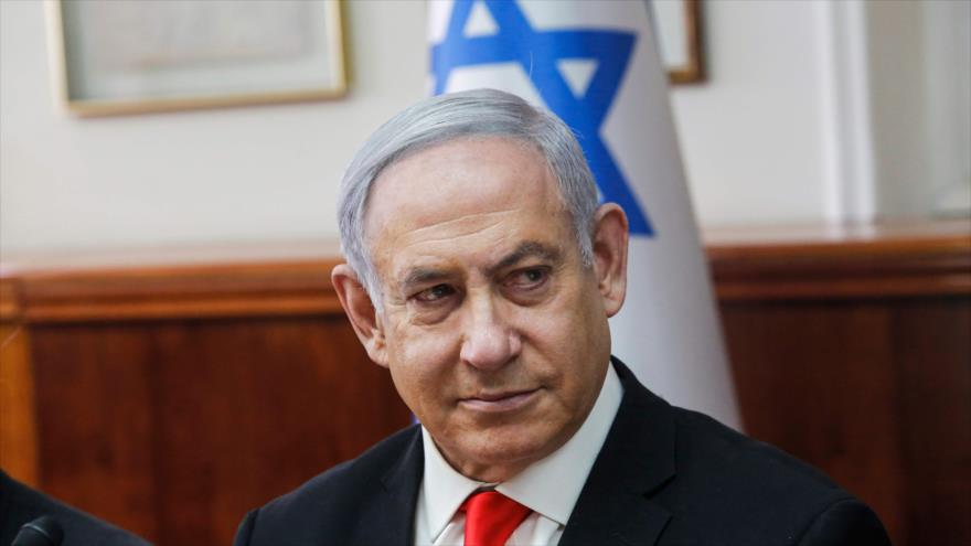 Premier israelí, Benjamín Netanyahu, atiende una reunión de gabinete, 19 de enero de 2020. (Foto: AFP)