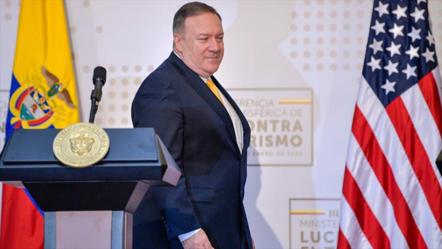 El secretario de Estado de EE.UU., Mike Pompeo, durante una conferencia en Bogotá, capital colombiana, 20 de enero de 2020. (Foto: AFP)