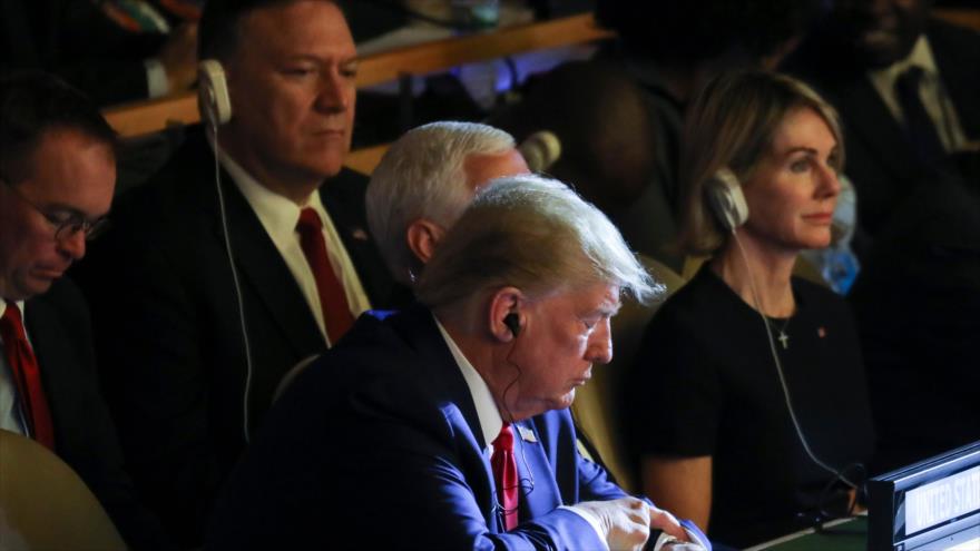 Donald Trump, presidente de EE.UU., y su secretario de Estado, Mike Pompeo, en una cumbre de la ONU en Nueva York, 23 de septiembre de 2019. (Foto: AFP)