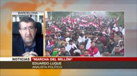 Adrian Zelaia y Eduardo Luque abordan gran marcha en Irak