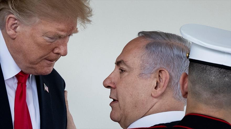 El presidente de EE.UU., Donald Trump (izda.), y el premier israelí, Benjamín Netanyahu, en la Casa Blanca, 25 de marzo de 2019. (Foto: AFP)