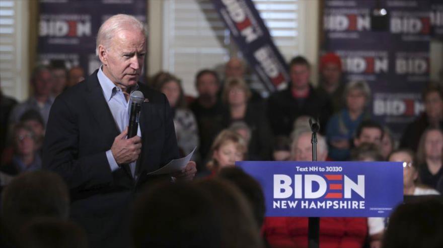 Precandidato demócrata Joseph Biden habla en un evento en el estado de Nuevo Hampshire, EE.UU., 24 de enero de 2020. (Foto: AP) 