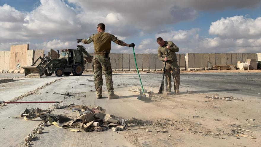 Base estadounidense Ain Al-Asad en Irak, tras el ataque con misiles de Irán, 13 de enero de 2020. (Foto: AFP)