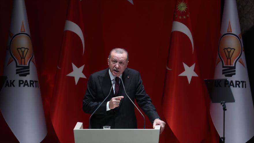 El presidente turco, Recep Tayyip Erdogan, ofrece un discurso en Ankara (capital), 31 de enero de 2020. (Foto: AFP)