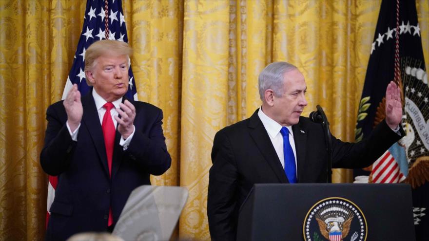 El presidente de EE.UU., Donald Trump, y el premier israelí, Benjamín Netanyahu, en la Casa Blanca, 28 de enero de 2020. (Foto: AFP)