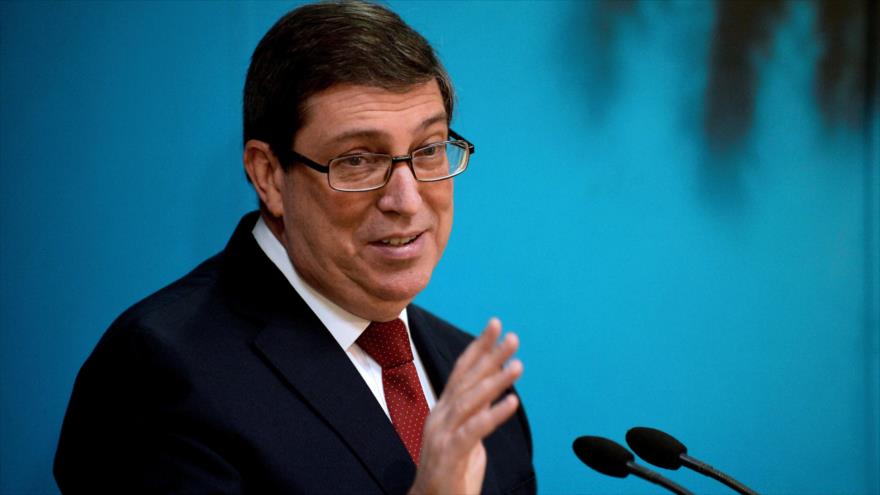 El canciller de Cuba, Bruno Rodríguez, ofrece un discurso en La Habana, la capital, 25 de abril de 2019. (Foto: AFP)