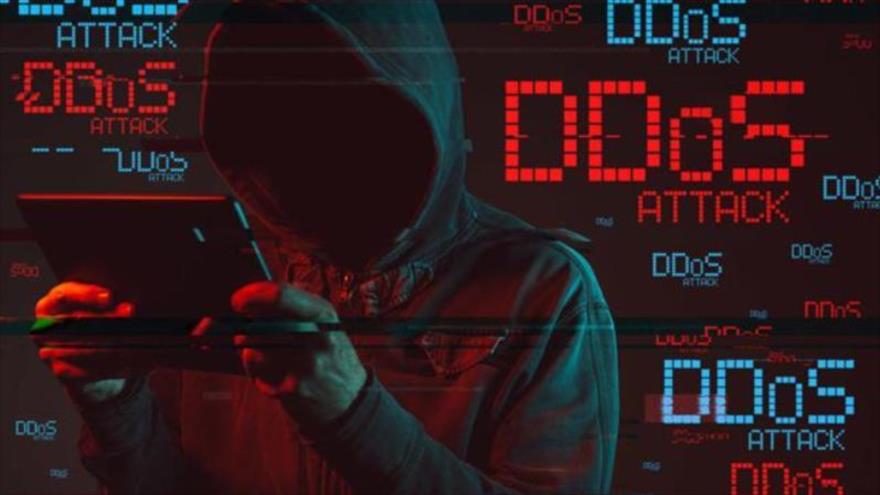 Ataque de denegación de servicio distribuido (DDoS).