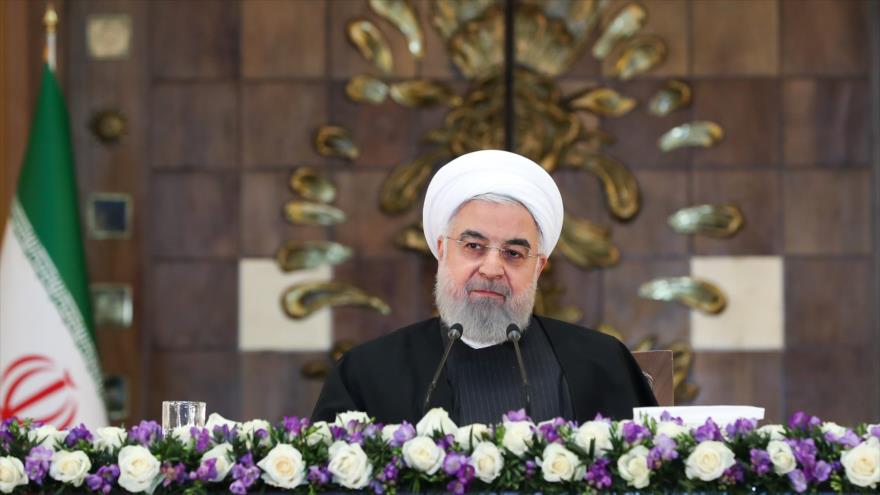El presidente de Irán, Hasan Rohani, habla en una reunión con los representantes extranjeros en Teherán, 10 de febrero de 2020. (Foto: president.ir)