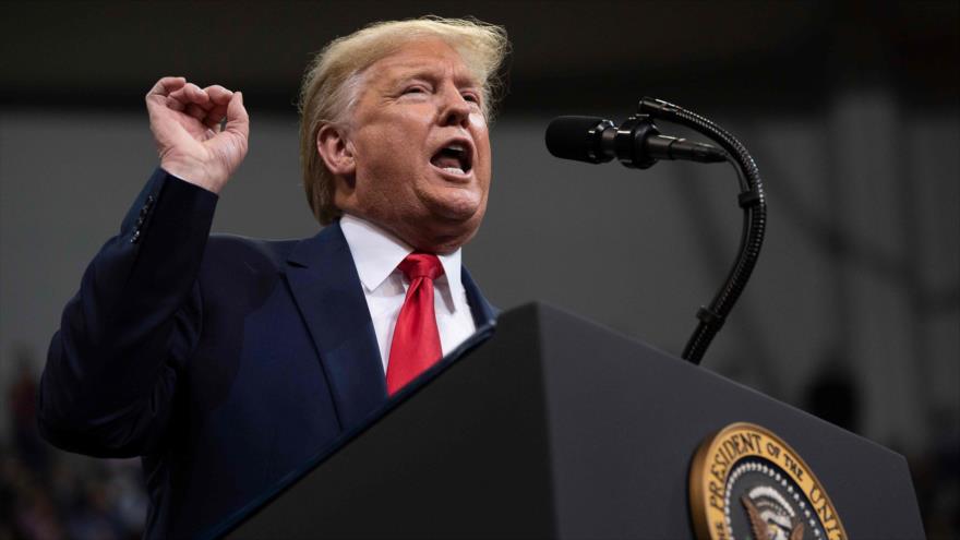 El presidente de EE.UU., Donald Trump, durante un mitin en Manchester, New Hampshire, 10 de febrero de 2020. (Foto: AFP)