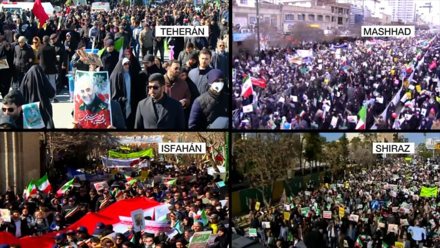Iraníes marchan en todo el país en apoyo a la Revolución Islámica