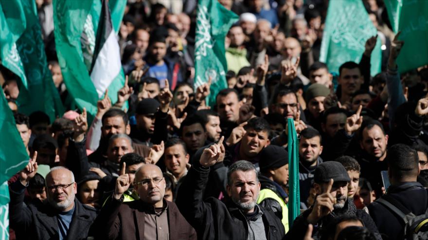 Palestinos se manifiestan contra el llamado “acuerdo del siglo” de EE.UU., Gaza, 31 de enero de 2020. (Foto: AFP)
