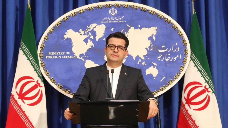 El portavoz de la Cancillería de Irán, Seyed Abás Musavi, en una conferencia de prensa en Teherán, la capital.
