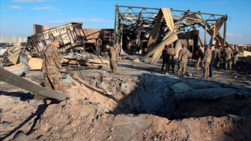 La parte estadounidense de la base Ain Al-Asad en la provincia de Al-Anbar, oeste de Irak, tras el ataque de misiles de Irán, 13 de enero de 2020.