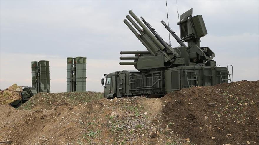 El sistema de defensa aérea Pantsir-S1, de fabricación rusa, desplegado en la provincia siria de Latakia. 