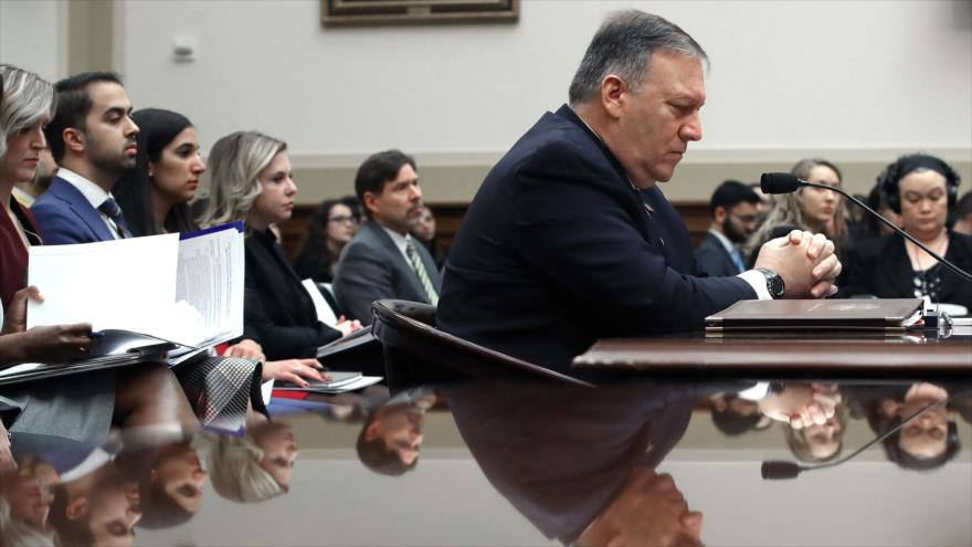 El secretario de Estado, Mike Pompeo, en una sesión del Comité de Asuntos Exteriores de la Cámara de Representantes, 28 de febrero de 2020. (Foto: AFP)