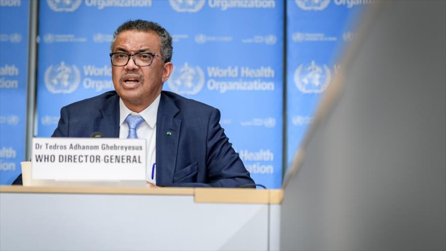 El director de la OMS, Tedros Adhanom Ghebreyesus, durante una rueda de prensa, 2 de marzo de 2020. (Foto: AFP)