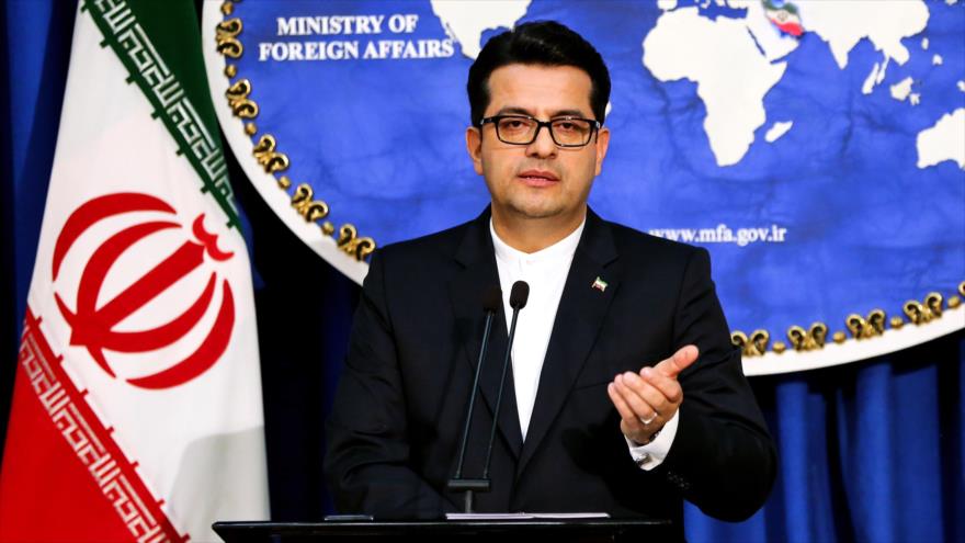 El portavoz de la Cancillería iraní, Seyed Abás Musavi, durante una rueda de prensa en Teherán (capital), 28 de mayo de 2019. (Foto: AFP)