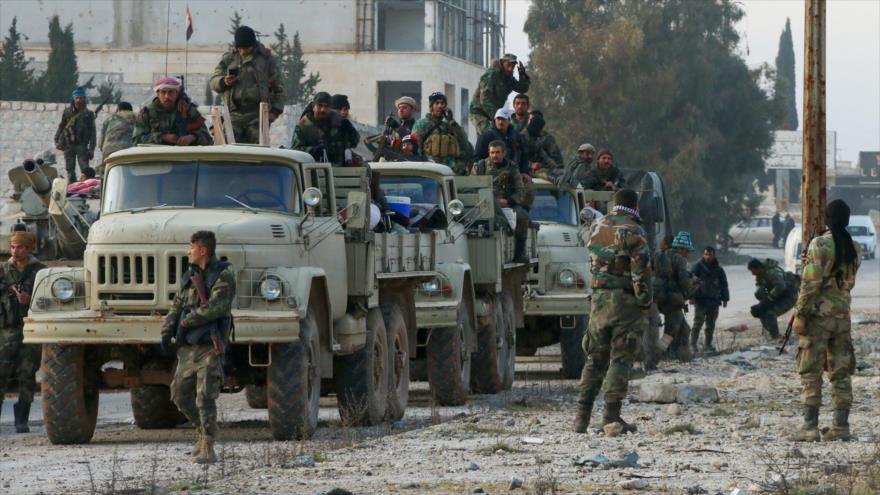Las fuerzas del Ejército sirio en Alepo, 17 de febrero de 2020. (Foto: AFP)