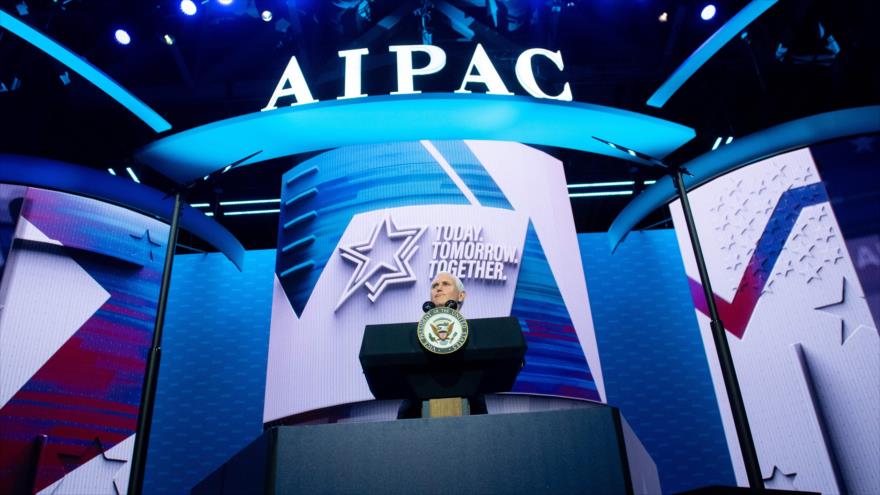 El vicepresidente de EE.UU., Mike Pence, ofrece un discurso en la conferencia de AIPAC, Washington, 2 de marzo de 2020. (Foto: AFP)