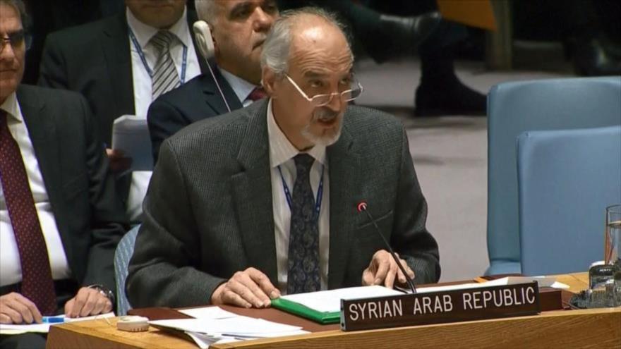 El representante permanente sirio ante la Organización de las Naciones Unidas (ONU), Bashar al-Yafari, 28 de febrero de 2020.