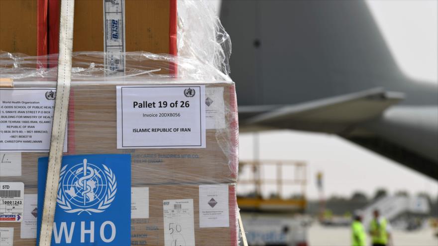 Equipos médicos y kits de prueba de coronavirus proporcionados por la OMS para ser entregados a Irán, 2 de marzo de 2020. (Foto: AFP)