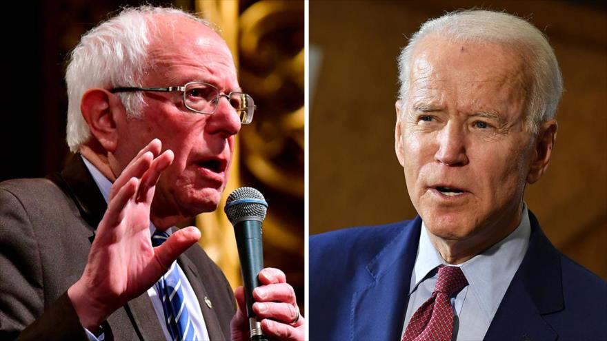 El senador Bernie Sanders (izq.) y el exvicepresidente de EE.UU. Joe Biden.