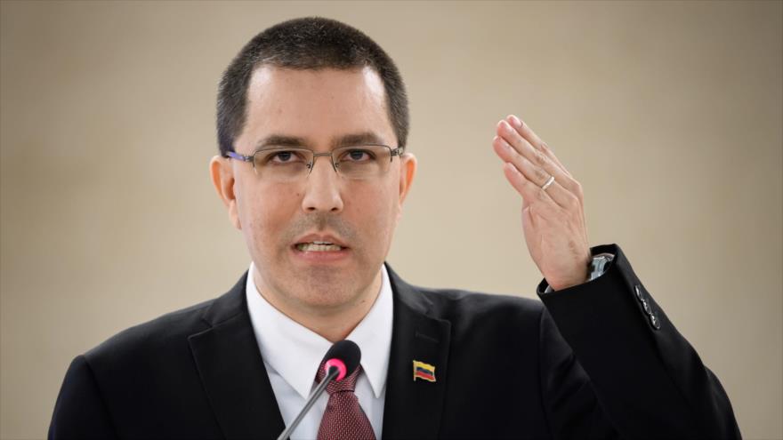 El canciller venezolano, Jorge Arreaza, en la sesión anual del Consejo de Derechos Humanos de las Naciones Unidas (CDHNU), Ginebra (Suiza), 25 de febrero de 2020. (Foto: AFP)