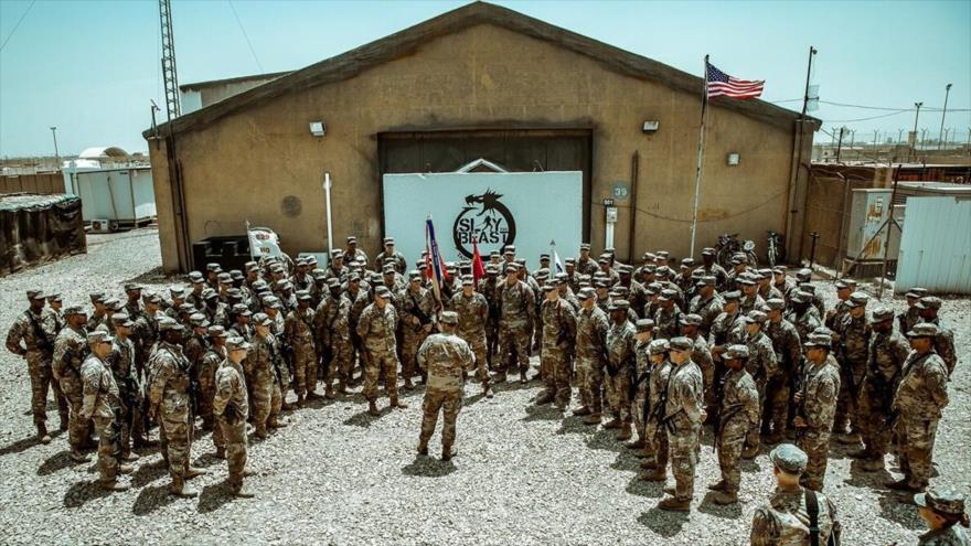 Fuerzas estadounidenses en la base militar de Al-Tayi, cerca de Bagdad, capital iraquí, 8 de junio de 2019.