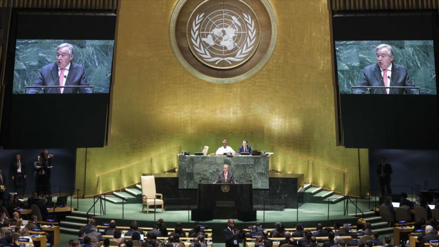 
El secretario general de la ONU, Antonio Guterres, se dirige a la Asamblea General de las Naciones Unidas, 24 de septiembre de 2019. (Foto: AFP)
