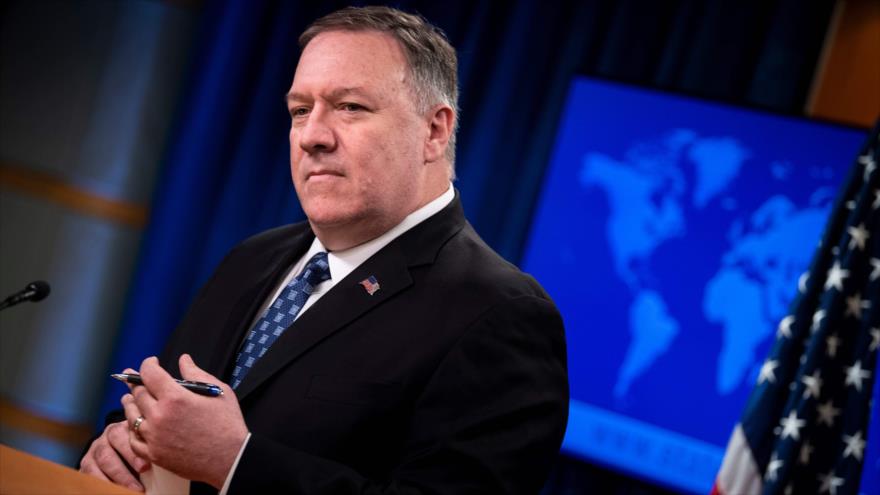 El secretario de Estado de EE.UU., Mike Pompeo, ofrece una rueda de prensa en el Departamento de Estado, Washington, 23 de marzo de 2020. (Foto: AFP)