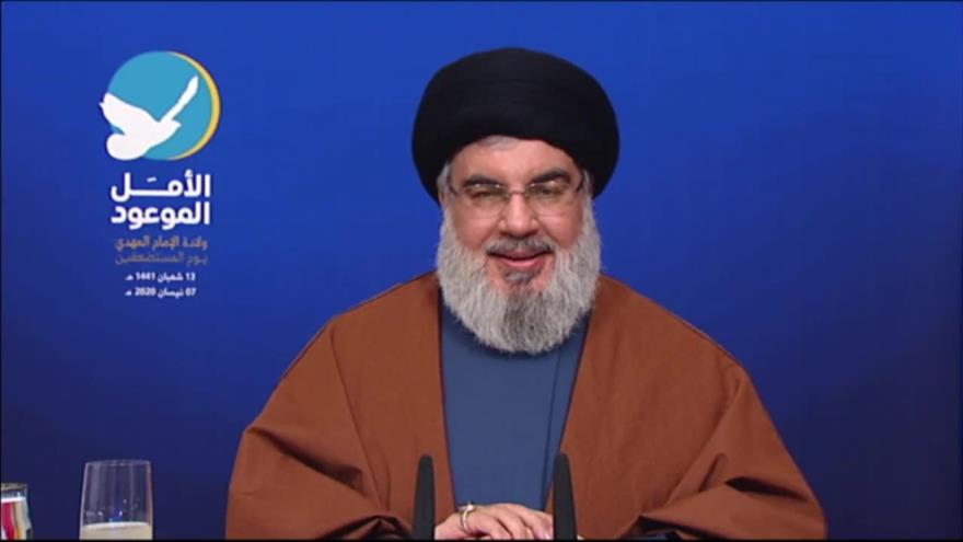 El líder del Movimiento de Resistencia Islámica de El Líbano (Hezbolá), Seyed Hasan Nasralá, en un discurso televisivo, 7 de abril de 2020.