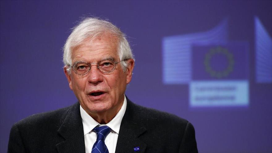 El alto representante de la Unión Europea (UE) para la Política Exterior, Josep Borrell, durante una videoconferencia, 31 de marzo de 2020.