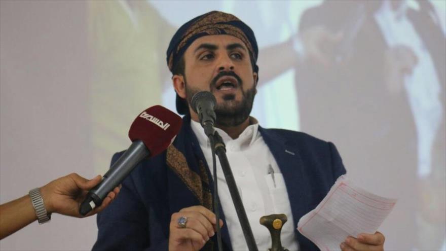 El portavoz del movimiento popular yemení Ansarolá, Muhamad Abdel Salam, durante un acto en Saná, la capital.