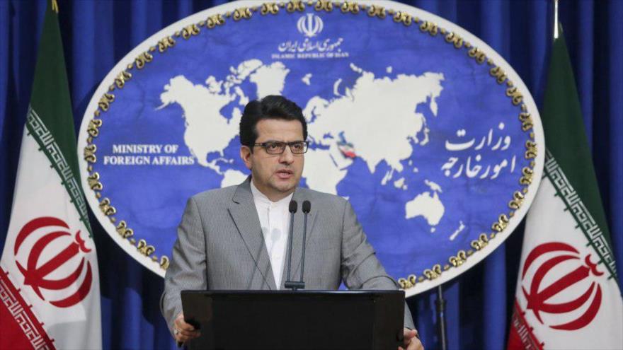  El portavoz de la Cancillería de Irán, Seyed Abás Musavi, en una conferencia de prensa en Teherán, la capital.