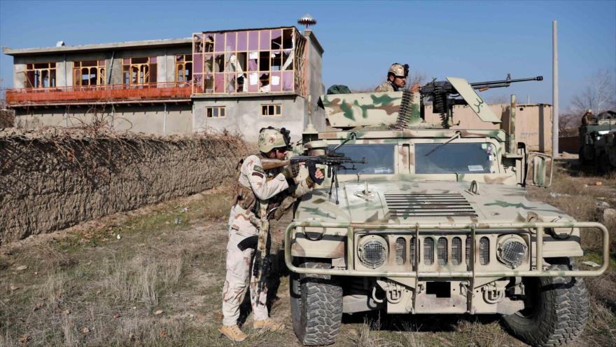 Fuerzas de seguridad afganas en la base aérea militar estadounidense de Bagram.